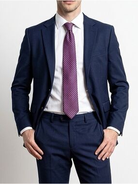 Italian 100% Silk Elegant Geometric Tie in Purple and Red | Made in Florence |
